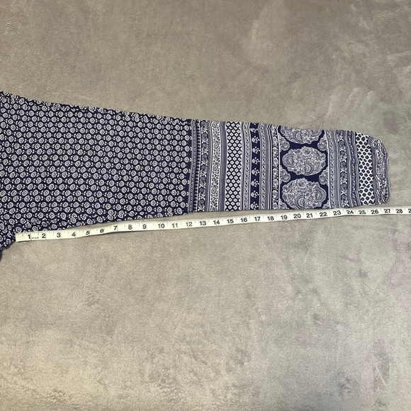 Roxy Sweet Sea Beach Pant Indigo Border Print Small Boho Floral Harem Small - Picture 7 of 10